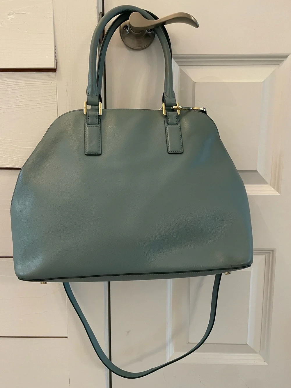 Tory Burch Robinson Convertible Satchel in Dusty Blue